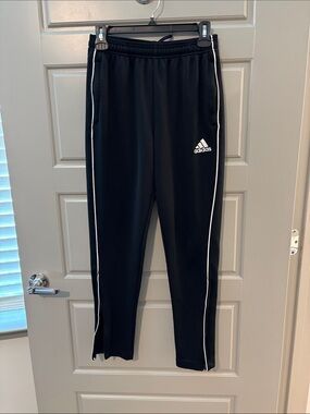 adidas Black Joggers with White Side Piping
